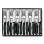 Victorinox 12pc Steak Knife & Fork Cutlery Set of 12 Piece - Black