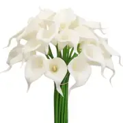 Pack Real Touch PU Latex Artificial Calla Lily Flowers for Wedding 30 White