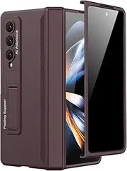 [Miimall] for Samsung Galaxy Z Fold 4 Case with Privacy Screen Protector, Built-in Adjustable Kickstand & Magnetic Hinge Protection All-Inclusive Protective Case for Galaxy Z Fold 4 5G(Wine Red)