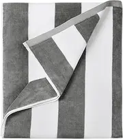 LULUHOME Plush Oversized Beach Towel - Fluffy Cotton Thick 36 x 70 Inch Gray Striped Pool Towels, Large Summer Cabana Swimming Towel for Adults