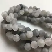 Cloudy Gray Quartz Matte Round Beads 4mm 6mm 8mm 10mm 12mm 15.5'' Strand