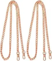 Purse Chain with Buckles , 2pcs 39 Inch Flat Chain Strap , Long Metal Replacement Strap for Cross Body Bag , Handbag (Rose Gold)