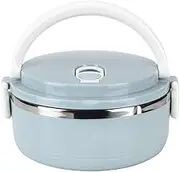 Yosoo 0.45-0.5L Capacity Lunch Box, Portable Stainless Steel Blue Rice Noddles Lunch Box Good Sealing Food Container with Air Hole (Single Layer, 0.45-0.5L Capacity)