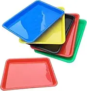 JEWEDECO 6Pcs Rectangular Plastic Storage Trays Lightweight Durable Organizer for Tableware and Crafts Stackable Design Random Colors