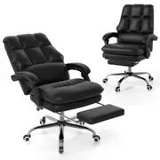 Costway Ergonomic Office Chair Adjustable PU Leather Computer Chair Swivel Task Chair Black