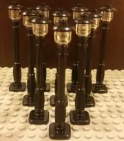 Lego NEW Set/10 City/Town/Village BLACK STREET LIGHT Lamp Post