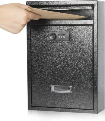 Mailbox Wall Mount With Lock Key Drop Box Parcel Cash Money Safe Mail Security