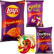 Set Flamin’ Hot Snack Lay's Potato Chips, Doritos Corn Chips, Cheetos Corn Snack