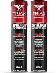 TRIAX Spheron HT-2 Grease, Red Wheel Bearing, Lithium Complex, High Temp 550F, Ultra Tacky, Extreme Pressure, Virtually Waterproof, 14 Oz Cartridge (2 Tube Pack)