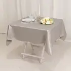Silver 54" SQUARE Lamour Satin TABLECLOTH Light Gray Party Kitchen Tabletop