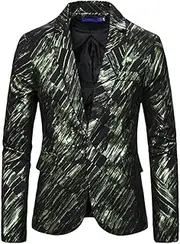 [Bciopll] Mens Ethnic Printing Suit Jacket One Button Jacket Tuxedo Blazer Men Wedding Costume