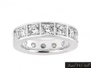 Natural 1.70Ct Round Diamond Box Eternity Band Wedding Ring 950 Platinum F VS2