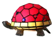 Red Turtle Tiffany Leadlight Art Deco Stained Glass Accent Lamp