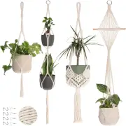 4-Pack Plant Hanger - with 8 Ceiling Hooks - Hanging Planters for Indoor Plant O