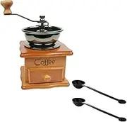 COLLBATH Hand Coffee Mill Manual Coffee Grinder Vintage Design Portable Size for Business Travel or Camping Made of Wood Easy Operation