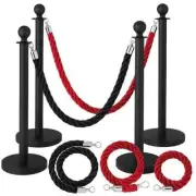 Black Queue Barriers + 1.5M Twisted Ropes Crowd Control Bollards Stands