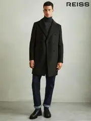 Reiss Dark Green Timpano Wool-Blend Double-Breasted Coat (E63742) | $710
