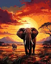 shinefly Paint by Numbers for Adults Beginners Home Acrylic Paint by Numbers Kits for Kids on Canvas 16x20 inch, Elephant