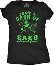 [Crazy Dog T-shirts] Womens Funny T Shirts Just A Dash of Sass and A Pinch of Bitch Sarcastic Halloween Witch Tee for Ladies