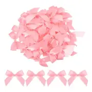 100Pcs Mini Ribbon Bows 2.5" Mini Fabric Satin Ribbon Flower Bows Deep Pink