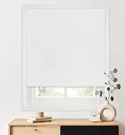 LazBlinds 100% Blackout Roller Shades, No Tools No Drill Cordless Blinds for Windows, Thermal Insulated UV Protection Privacy Window Shades for Bedroom (48''W x 72''H, White)