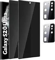(2+2PCS) RUNGOS for Samsung S20 Ultra Privacy Screen Protector Tempered Glass, with Camera Lens Protector [2.5D Full Coverage] Anti Spy Privacy Screen for Samsung Galaxy S20 Ultra Screen Protector 01
