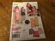 Simplicity Pattern 2576 Girls LEARN TO SEW Skirts 2 Lengths w/Variations