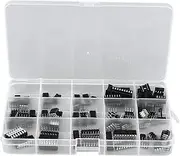IC Chip Kit Integrated Circuit Chip Assortment Set with DIP Sockets 120PCS 12 Types Amplifier Chips Single Accuracy Timing for Electronics Projects Silicon Material SPI Comm