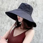 [AOOF] Smooth Large Brim Fisherman's hat Summer Casual Versatile Sun hat Super Wide Brim Sun Basin hat M（56-58cm） Black