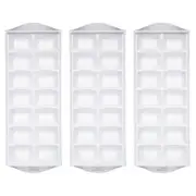 3PK Barcraft Plastic Flexible 14-Ice Cube Tray Large Square Mould/Mold White