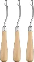 3PCS Latch Hook Tool, Metal Crochet Hooks for Hair, Portable Latch Hook with Wooden Handle, 6.3 Inch Bent Latch Hook Crochet Needle, Knitting Tool for Rug Making and Art Crafts Hook Latch Latch Hook