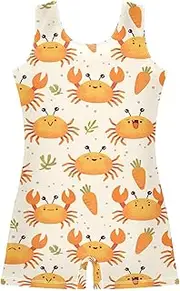 [FRODOTGV] Cute Carrot Orange Crabs Gymnastics Leotard for Girl Cute Tumbling Outfits for Dancewear, Tumbling Class, Swimming