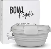 QJJIPP Portable Silicone Collapsible Bowl - Cashmere Gray - 33.8OZ/1000ML - Microwave & Dishwasher Safe - Travel & Hiking Friendly - BPA-Free - Ideal for Camping & Lunch on the Go