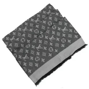 Louis Vuitton LV M71378 Monogram Denim 經典花紋羊毛絲綢披肩圍巾.黑 現貨