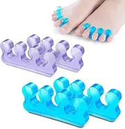 Toe Separator,H HOME-MART 4PCS Premium Gel Toe separators and Spreaders,Toe Spacers,Pedicure Toe Spreader for Separating Toenails or Nails,Easy Finger and Toenail Polish Grooming,Soft Gel Pedicure Kit