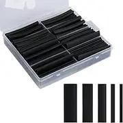 Fulasun 100Pcs Heat Shrink Tubing Kit Double Wall Wire Shrink Wrap Tubing 4:1 Ratio 3.54inch Waterproof Adhesive Lined Heat Shrink Cable Sleeve Assortment Kit Black 5 Sizes for Wire Cable ZiWZzEi