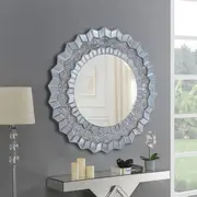 Wall Mirror Sparkling Crush Crystal MDF Silver & Grey Colour