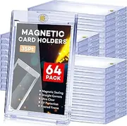ZENOWICK 64 Pcs Magnetic Card Holder, 35 pt Magnetic Card Holder for Sports Game Baseball Cards, Collectible Trading Card Case Business Card Holders