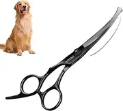 Dog Scissors, Curved Scissors for Dogs and Cats, Safety Round Tip Grooming Scissors, Titanium Coated Stainless Steel Fur Scissors for Dogs and Cats