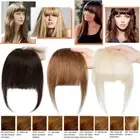 Women Real Remy Fringe Bangs Clip In Human Hair Extension Front Top Piece Blonde