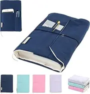 Aplufine Canvas Book Covers, Washable Book Protector, Jumbo Book Cover for Paperback Novels, Adjustable Book Cover for Hardcover with Pockets for Pen, Soft Cover Books, Book Lovers Gifts, Navy, BC