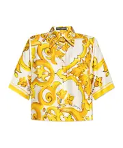 Dolce Gabbana Majolica-Printed Drop Shoulder Shirt IT40,IT44,IT42,IT38,IT46 Yellow