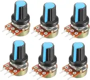 uxcell 6Pcs 50K Ohm Variable Resistors Single Turn Rotary Carbon Film Taper Potentiometer with Knobs