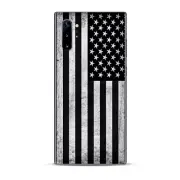 Skins Decal Wrap for Samsung Note 10 Plus Black White Grunge Flag USA America