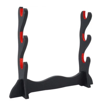 Japanese Samurai Sword Holder Stand Katana Tanto Saber Rack Velvet Padded 3 Tier