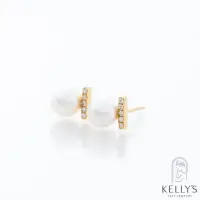 在飛比找momo購物網優惠-【Kelly”s】星辰ㄧ字排鑽珍珠耳環(鑽石耳環 K金耳環 