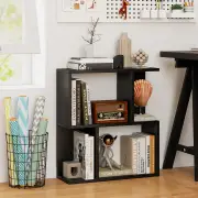 Costway3-Tier Bookshelf Display Shelf for Small Space Wooden Nightstand-Black