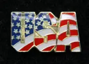 USA FLAG SCRIPT HAT PIN US ARMY MARINES NAVY AIR FORCE RED WHITE BLUE PATRIOTIC