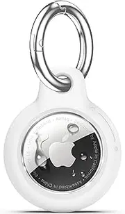 [Inesore] IPX8 Waterproof for Airtag Holder, Compatible with Apple Air Tags Keychain (with Lock),Anti-Scratch and Shock Case for Dog,Car Key,Luggage (White)