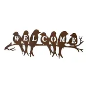 Metal 61cm Welcome Sign Birds Home/Office Front Door Hanger Decorative Plaque
